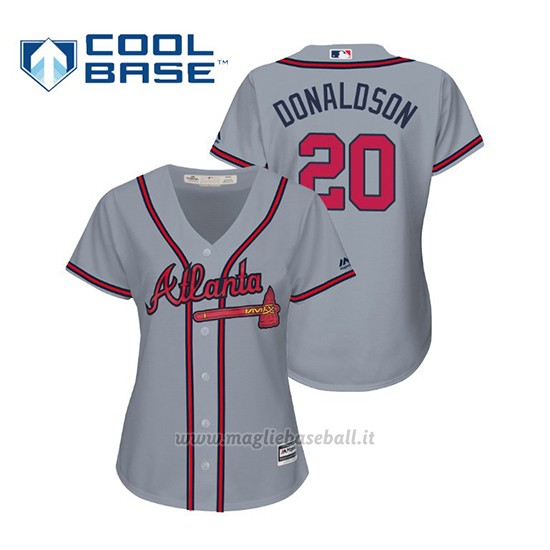 Maglia Baseball Donna Atlanta Braves Josh Donaldson Cool Base Majestic Road 2019 Grigio